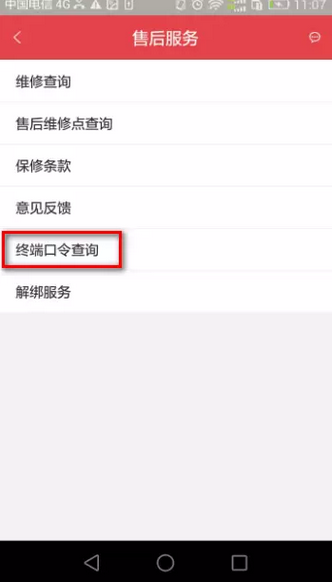 選擇”終端口令查詢(xún)“