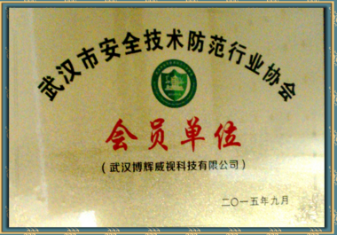 武漢安防監控公司博輝威視安防技術(shù)防范協(xié)會(huì )會(huì )員證書(shū)