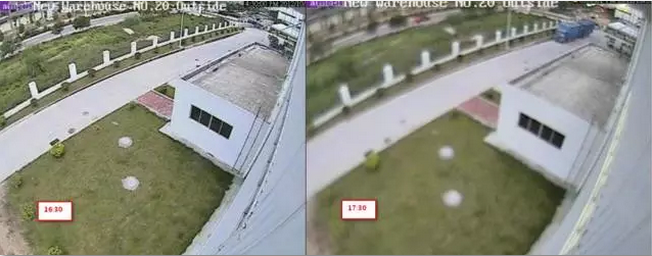 攝像機圖像白天正常，黃昏和晚上出現整體模糊現象